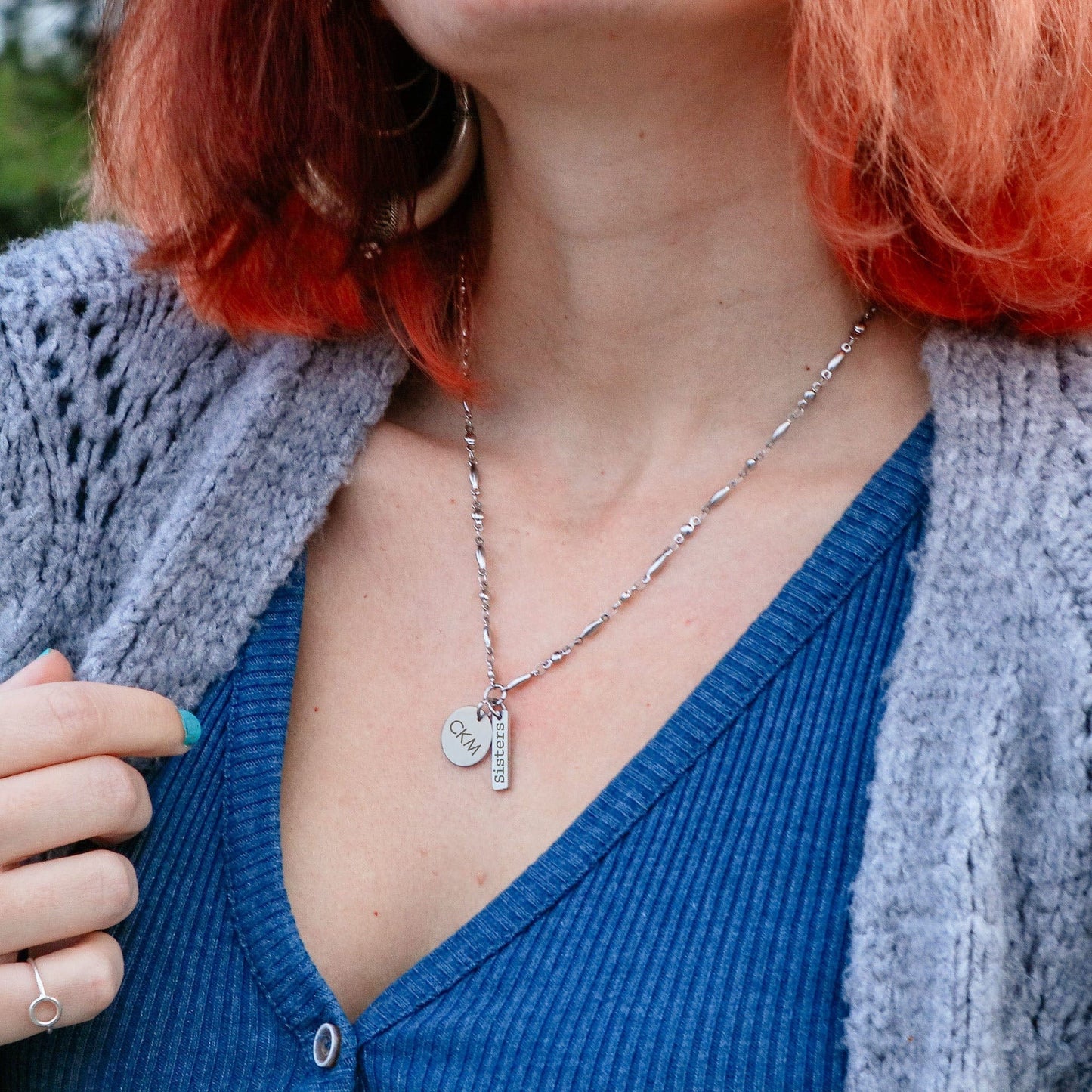 Engravable Bar and Coin Necklace