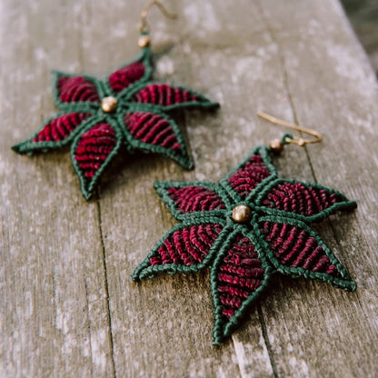 Red Flower Earrings