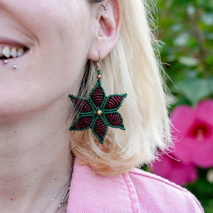 Red Flower Earrings