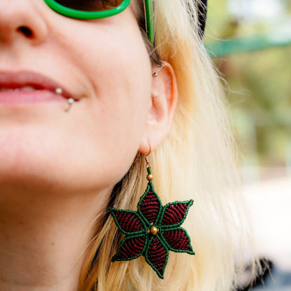 Red Flower Earrings