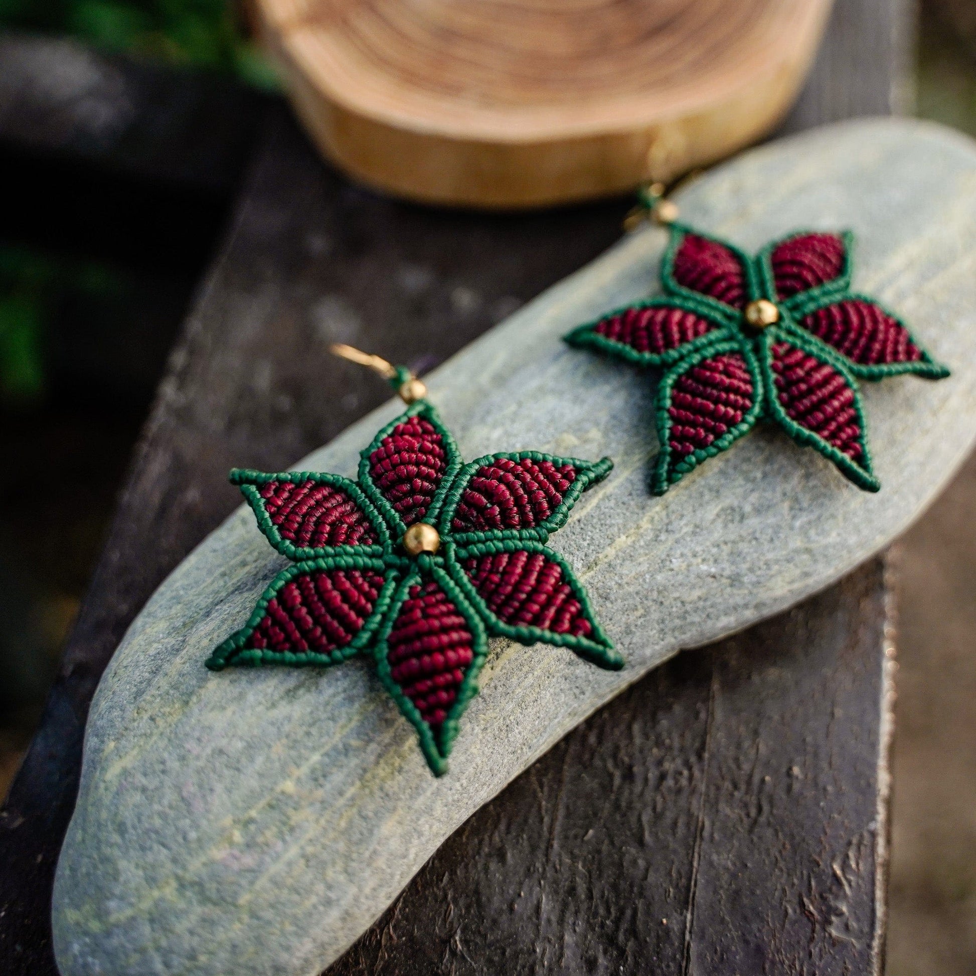 Red Flower Earrings