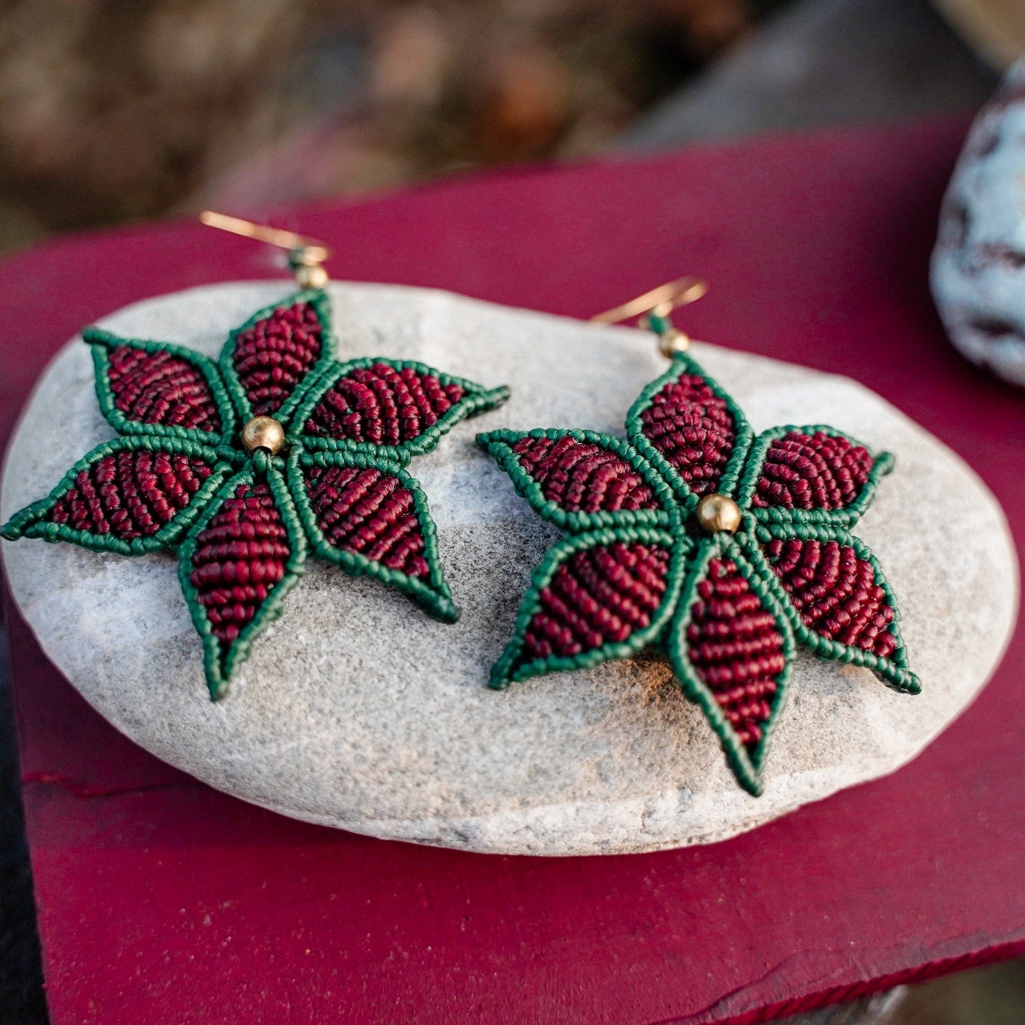 Red Flower Earrings